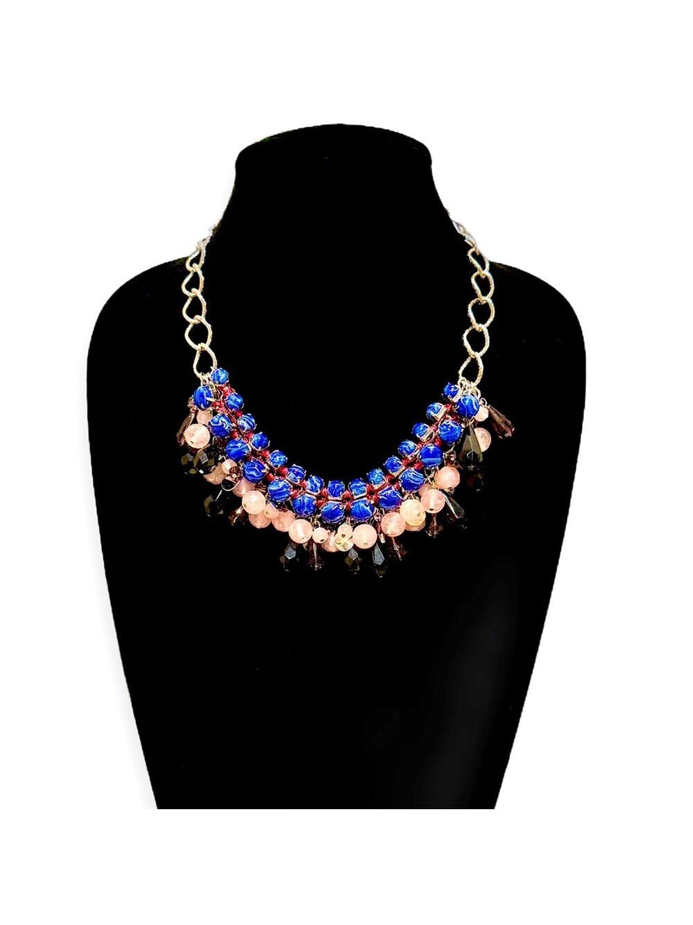 SWEET TREAT | TALBOTS Pink & Blue Bauble Beaded Statement Necklace | NWOT - Picture 2 of 7